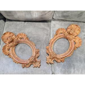 Pair Of Terracotta Frames With Traces Of Gilding From The 18th Century (dated P.f. 1766)