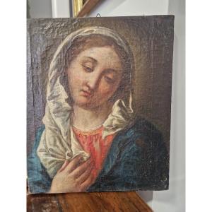 Oil Painting On Canvas Depicting The Madonna, Eighteenth Century Southern Italy