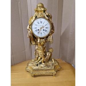 Important Gilded Bronze Clock Signed Lerolle Fres Paris, Second Half Of The Nineteenth Century.