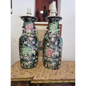 Pair Of Late 19th Century Chinese Vases Mounted As Lamps.