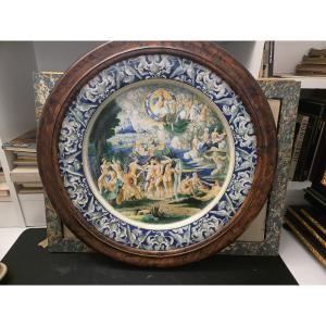 Large Pesaro Plate, Tito Magrini, Last Third Of The 19th Century