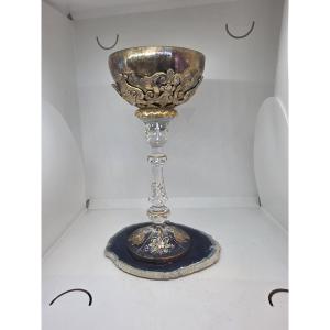 Painted Crystal Chalice And Gilded Silver Cup, Italy, 20th Century