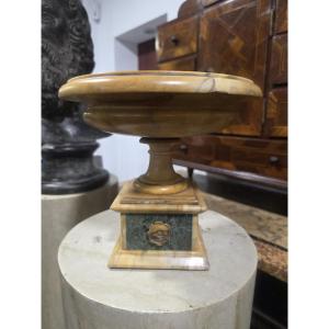 Grand Tour Cup In Giallo Antico Marble And Green Alpine Marble, 19th Century Italy