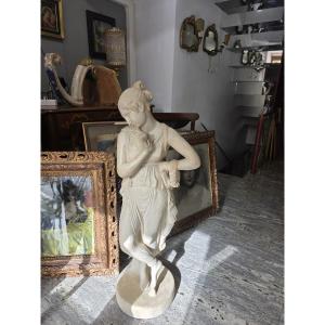 Sugar Marble Statue By Antonio Canova. Dancer With Finger On Chin. 19th Century