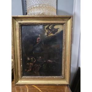 Huile sur cuivre du XVIIe siècle : « La Prière du Christ au jardin de Gethsémani »