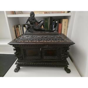 Carved Wooden Chest, 19th-century Tuscan Carver
