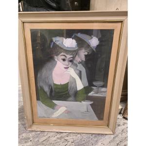 "woman," Oil On Canvas, 76 X 60 Cm, By Painter Costanza Mennyey Capogrossi