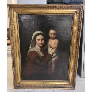Oil On Canvas, *madonna And Child*, Late 18th-century Neoclassical Period
