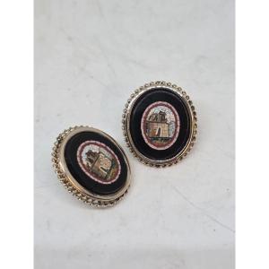 Earrings Featuring Beautiful Antique 19th-century Micro-mosaics