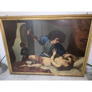 After Felice Ficherelli, Known As Il Riposo, Oil On Canvas "tarquin And Lucretia", Late 17th Ce