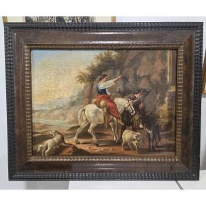 Oil On Canvas, Flemish, 19th Century, "bucolic Scene"