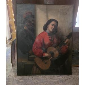  Huile sur toile représentant une scène du Risorgimento, seconde moitié du XIXe siècle.