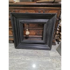 Interesting Ebonized Wood Frame With Guilloché Moldings, 19th Century Or Earlier
