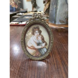 Miniature Painting In A Gilt-bronze Frame Late 19th Century