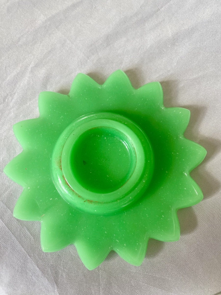 Très belle opaline représentant un Ananas blanc et vert -photo-1