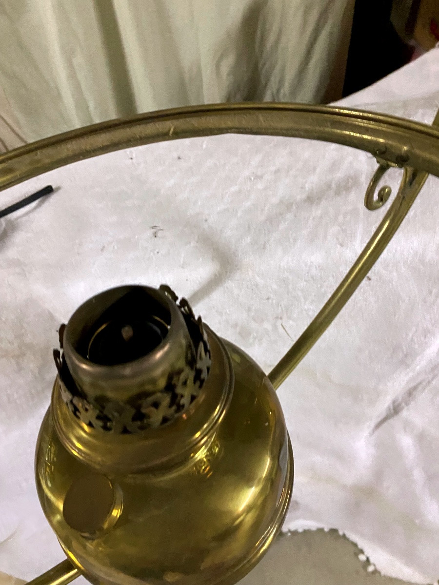 Brass And White Opaline Pendant Light -photo-1