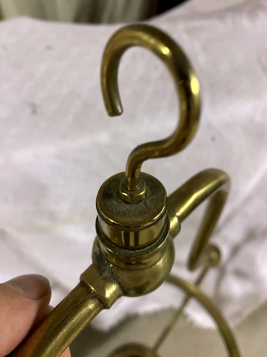 Brass And White Opaline Pendant Light -photo-2