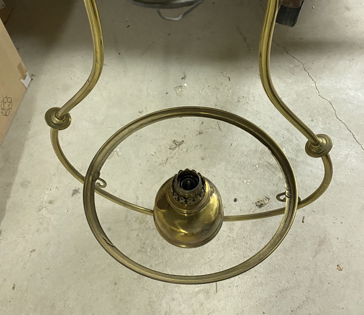 Brass And White Opaline Pendant Light 