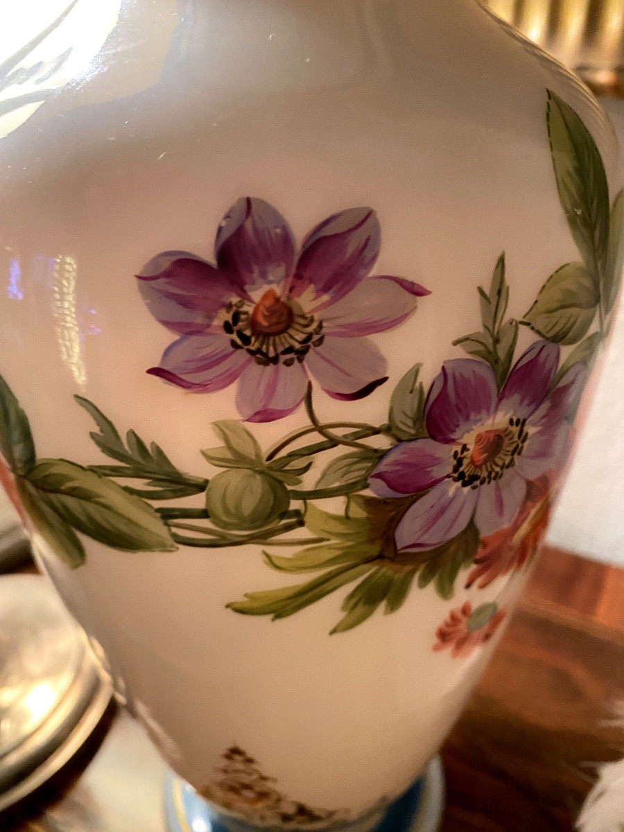 Très Beau vase en opaline  décoré de Fleurs d époque Charles X -photo-3