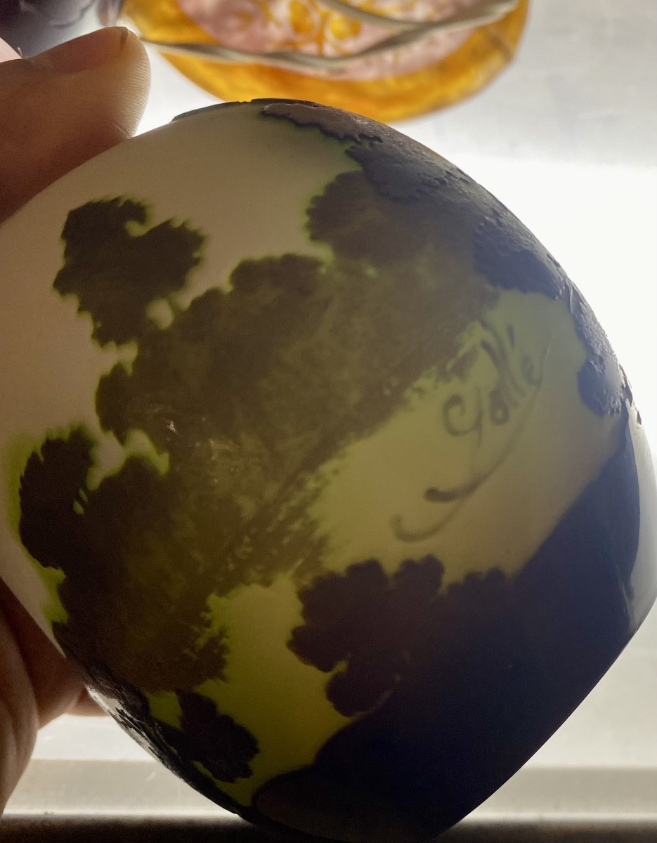 Gallé Gourde Model Vase With Landscape Decoration-photo-2