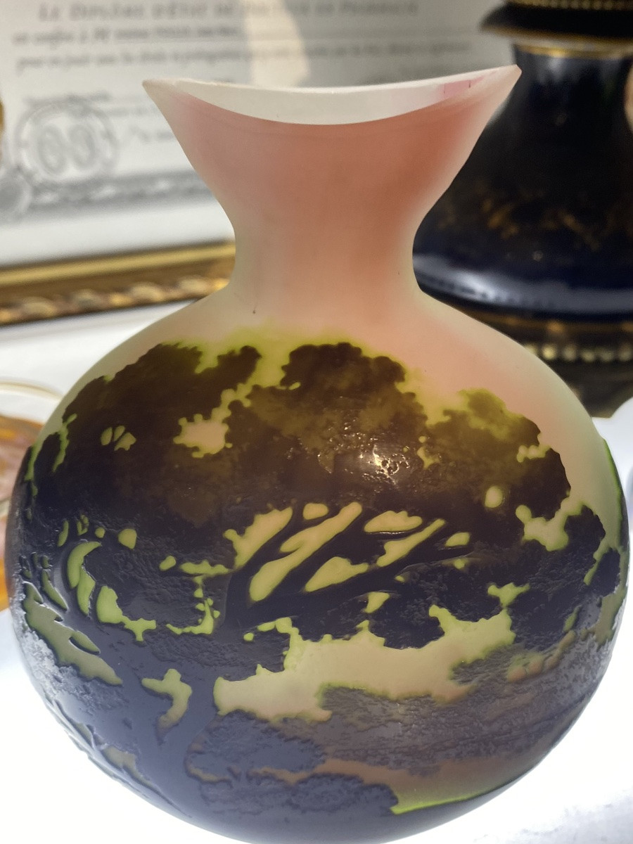 Gallé Gourde Model Vase With Landscape Decoration-photo-6