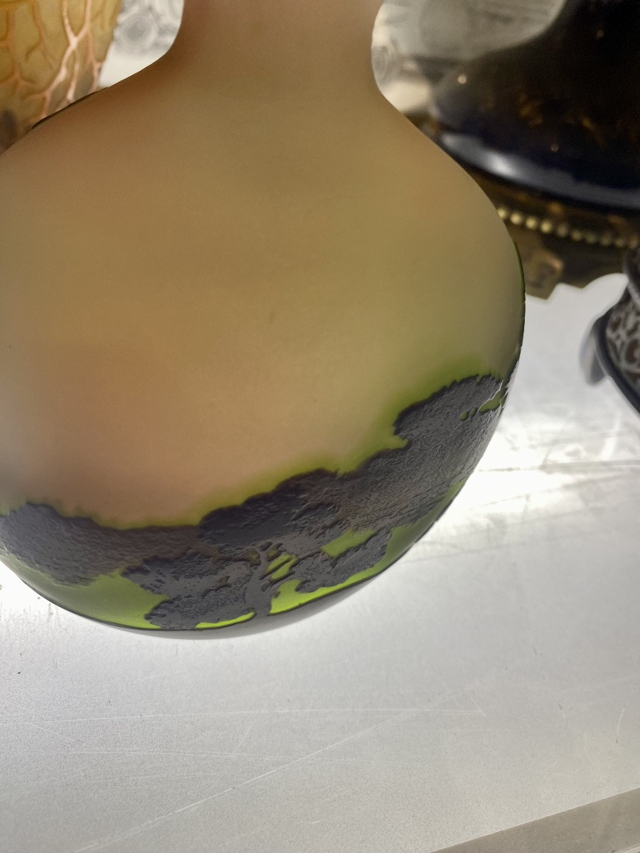 Gallé Gourde Model Vase With Landscape Decoration-photo-7