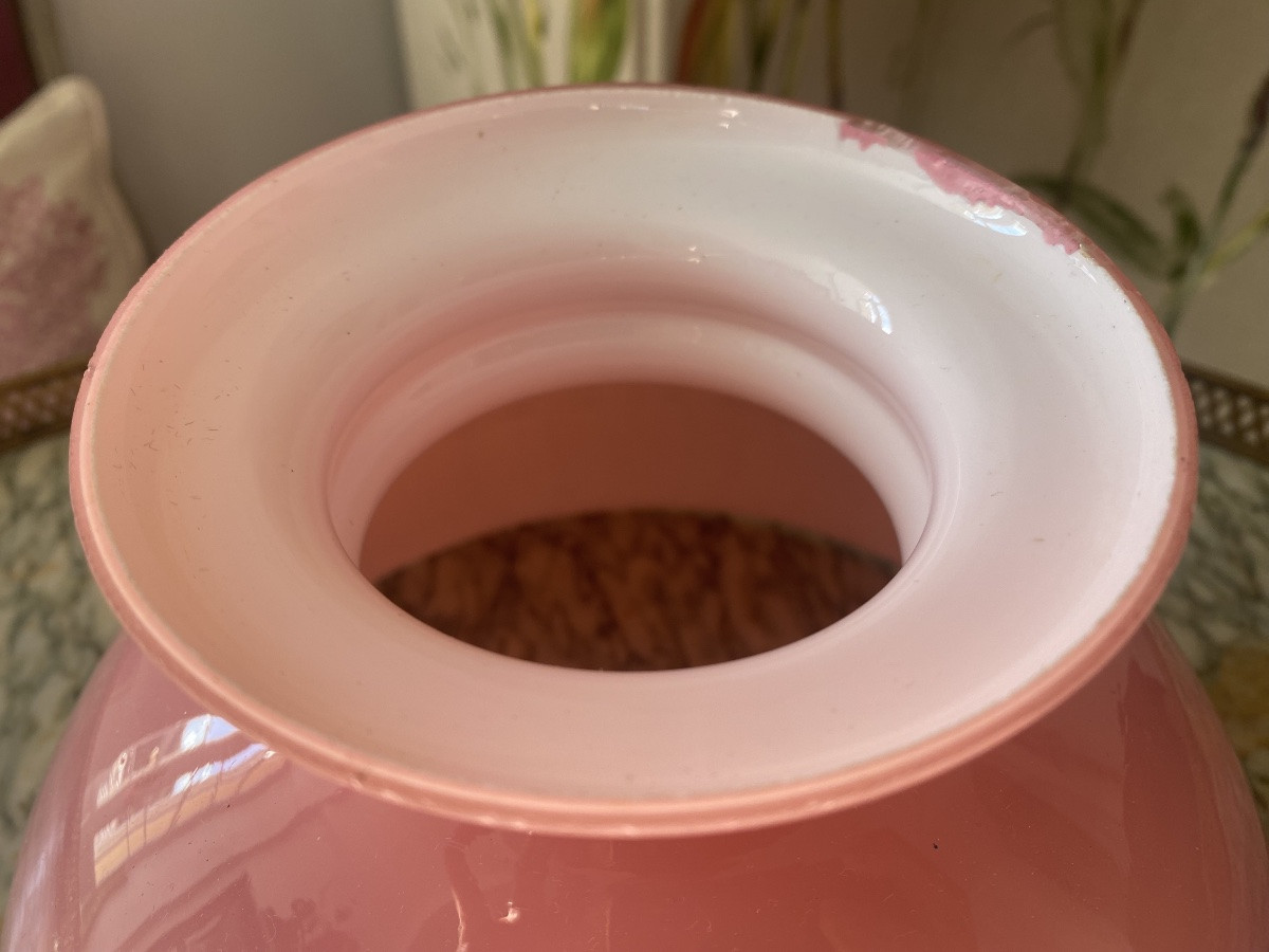 Beau Globe en Opaline double Rose et Blanche -photo-2