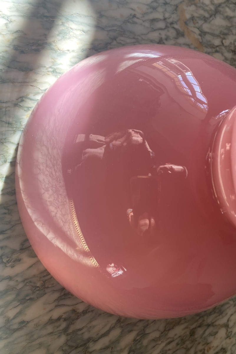 Beau Globe en Opaline double Rose et Blanche -photo-3