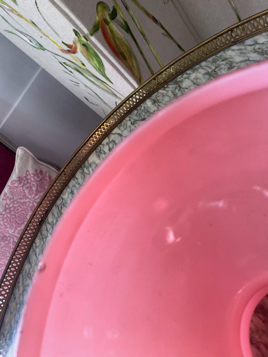 Globe de lampe avec rebord en Opaline Rose -photo-1