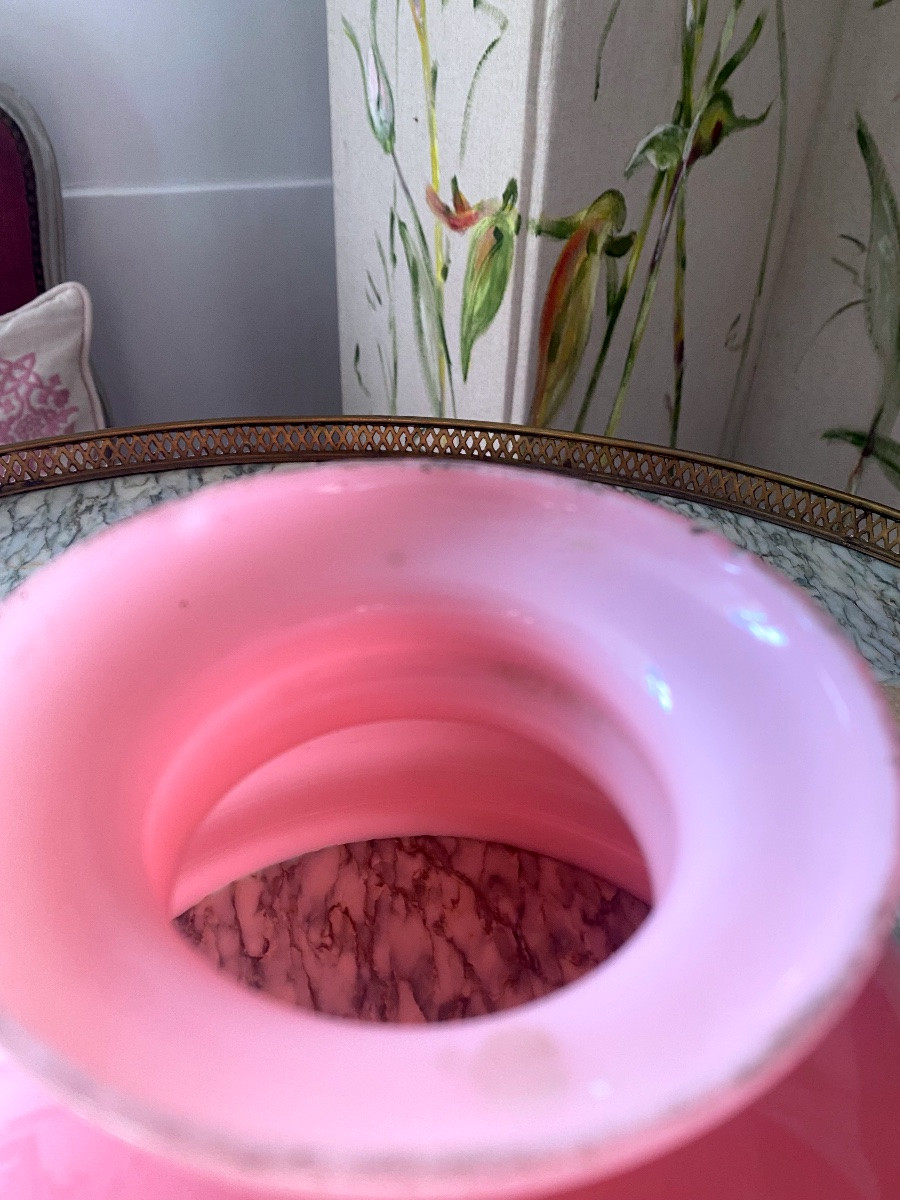 Globe de lampe avec rebord en Opaline Rose -photo-2