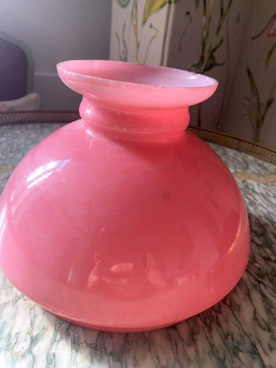 Globe de lampe avec rebord en Opaline Rose 