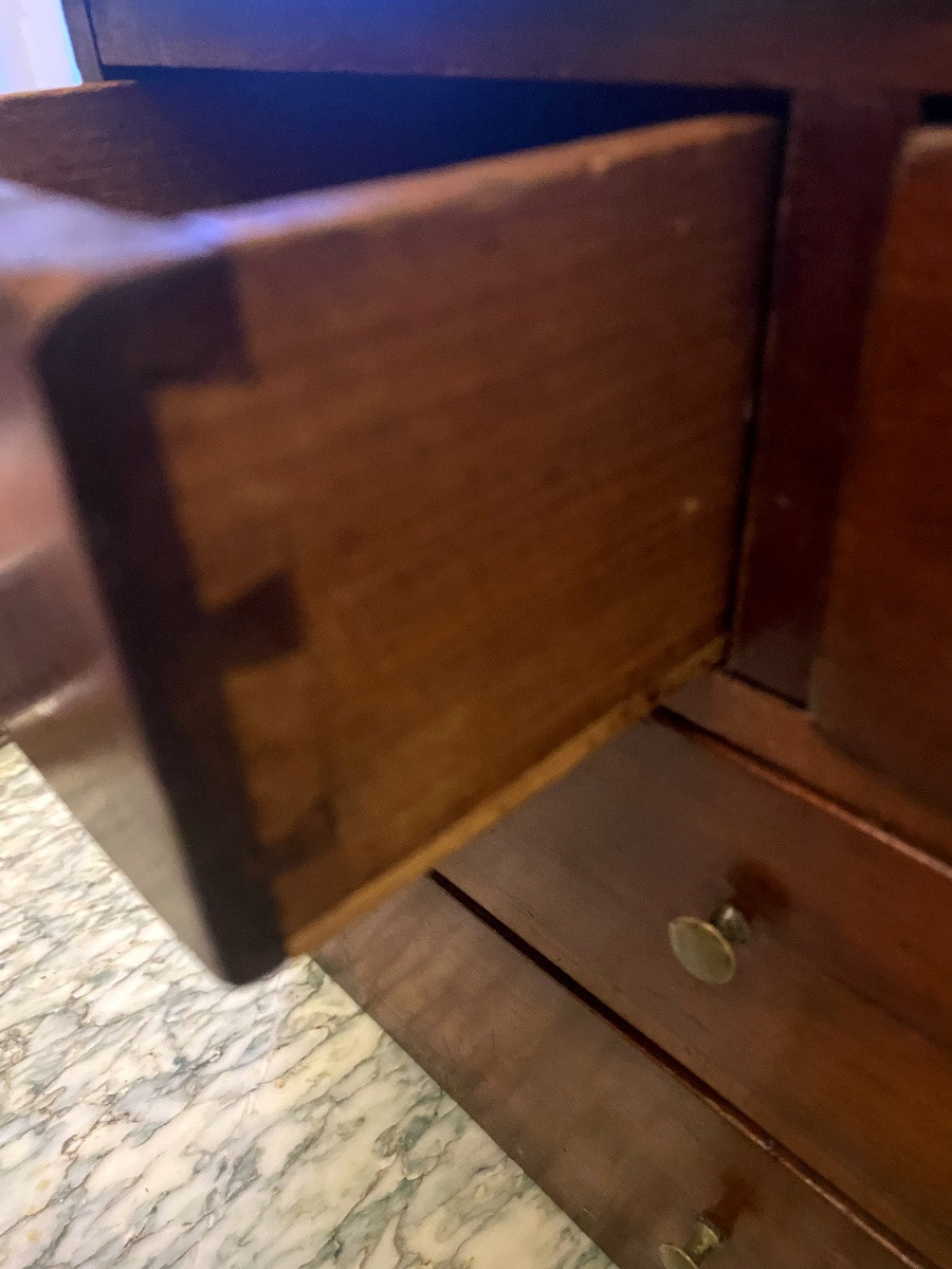 Small Louis Philippe Style Walnut Storage Cabinet With 4 Drawers -photo-2