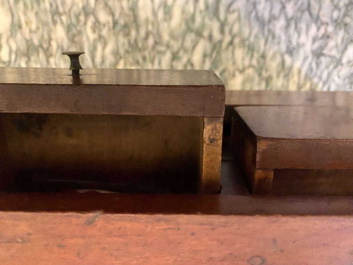 Small Louis Philippe Style Walnut Storage Cabinet With 4 Drawers -photo-1