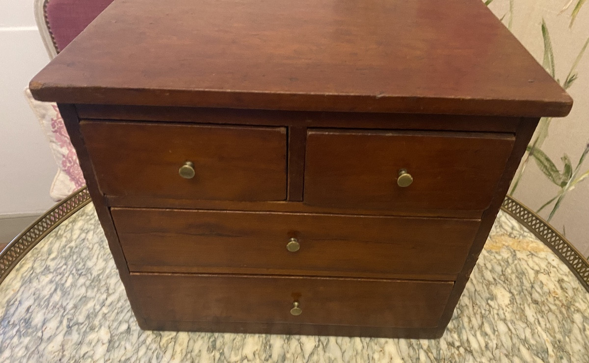 Small Louis Philippe Style Walnut Storage Cabinet With 4 Drawers 