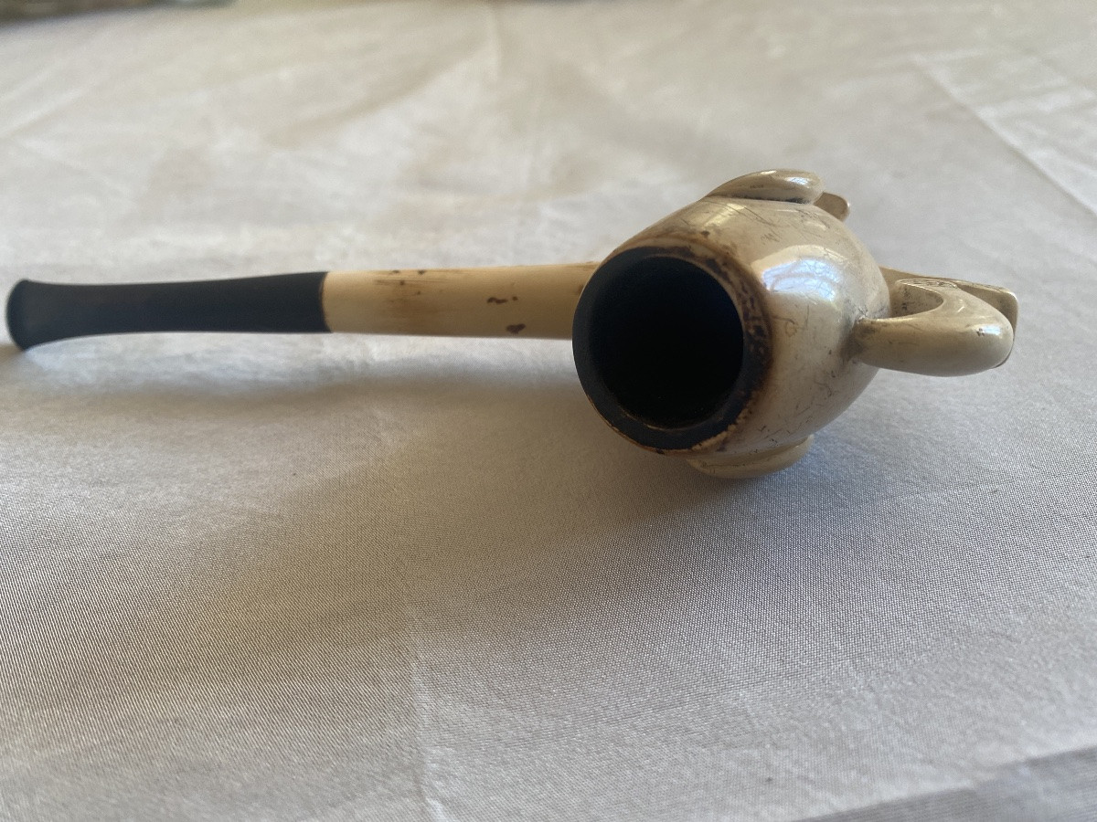 Pipe en écume représentant un Œuf dans des Griffes de Rapace -photo-4