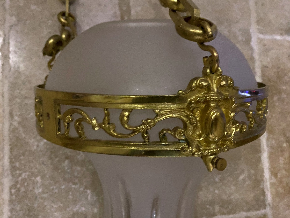 Late 19th Century Crystal And Bronze Entrance Lantern -photo-2