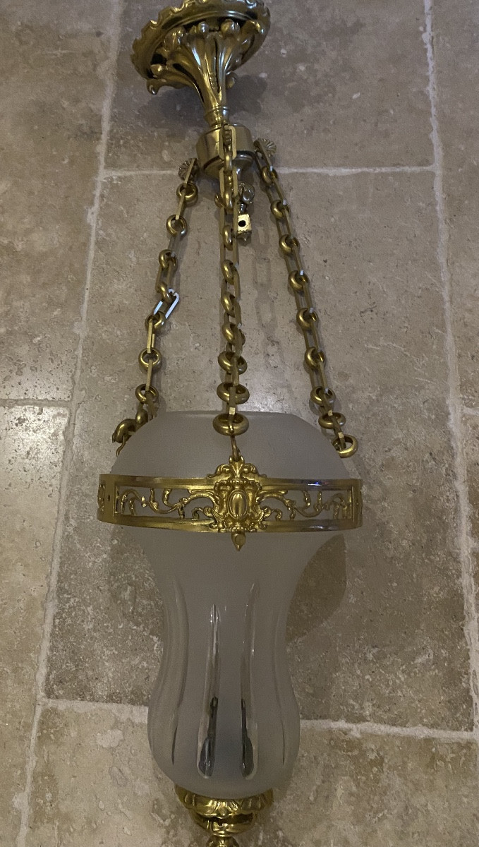 Late 19th Century Crystal And Bronze Entrance Lantern 