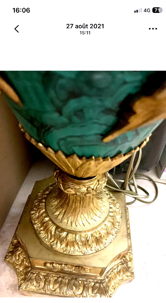 Lampe Napoleon III en bronze doré H:112 cm-photo-1