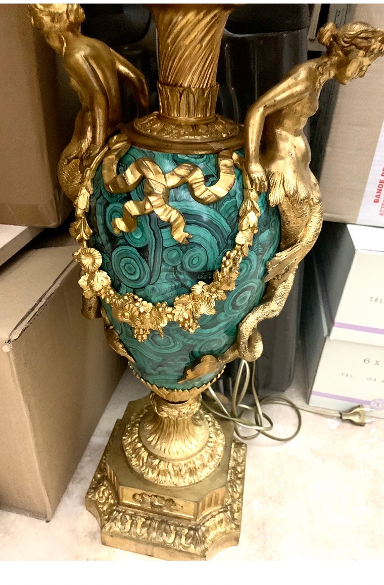 Lampe Napoleon III en bronze doré H:112 cm-photo-2