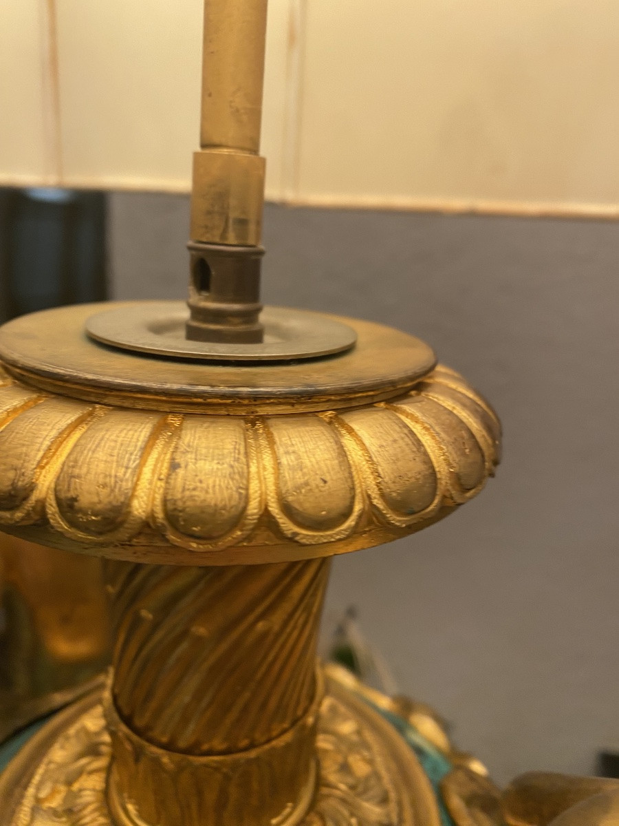 Lampe Napoleon III en bronze doré H:112 cm-photo-3