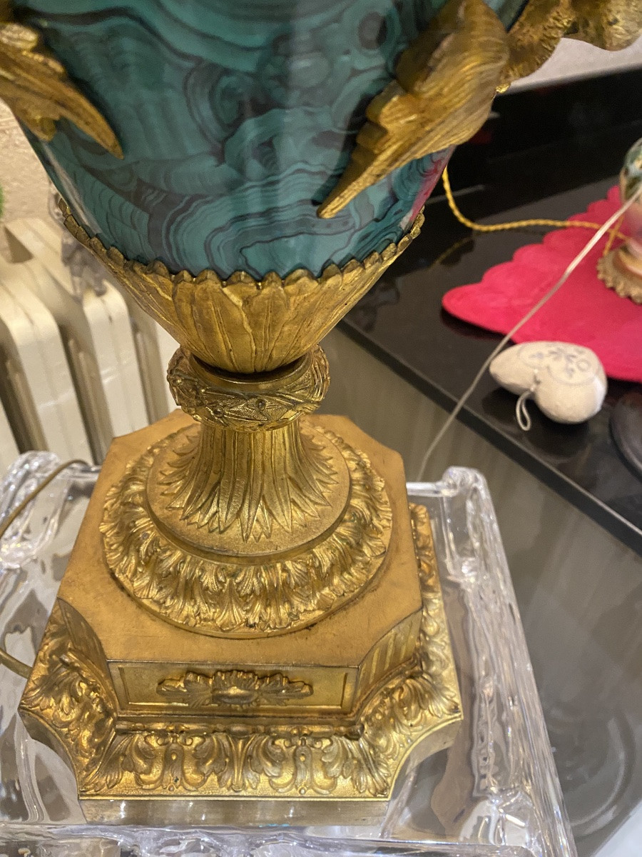 Lampe Napoleon III en bronze doré H:112 cm-photo-5