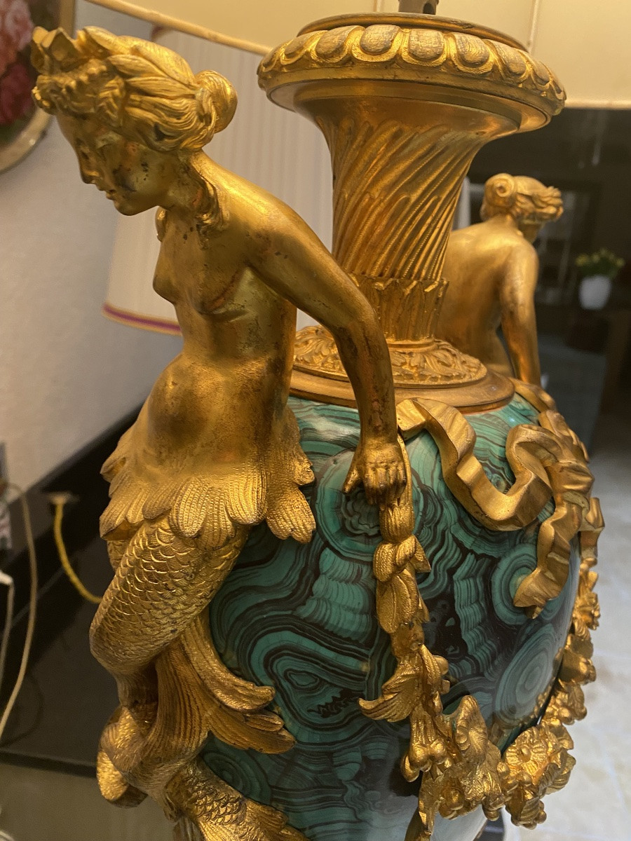 Lampe Napoleon III en bronze doré H:112 cm-photo-7