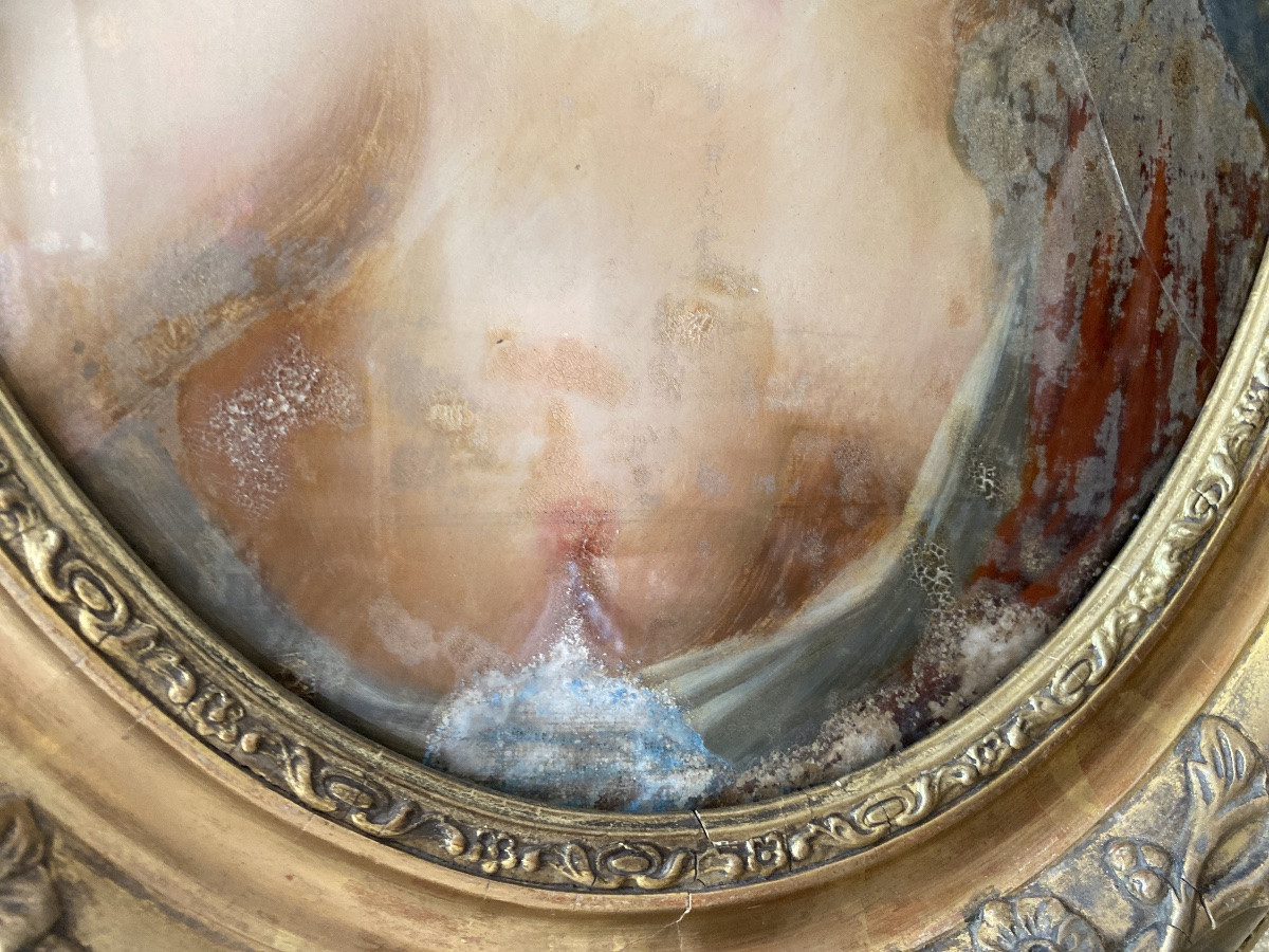 Jolie paire de Fixés sous verres en Médaillon -photo-6