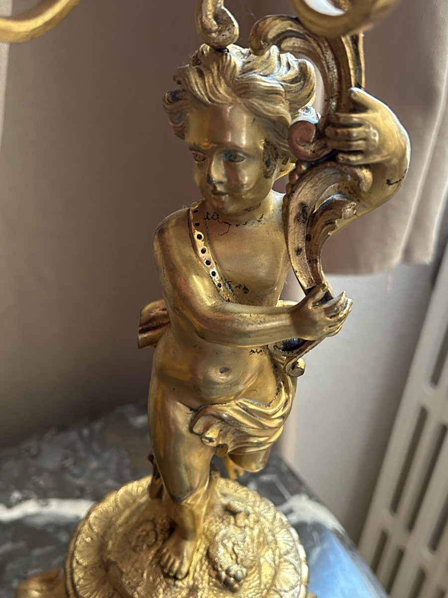 Parure de Cheminée en bronze dorée Napoléon III-photo-3