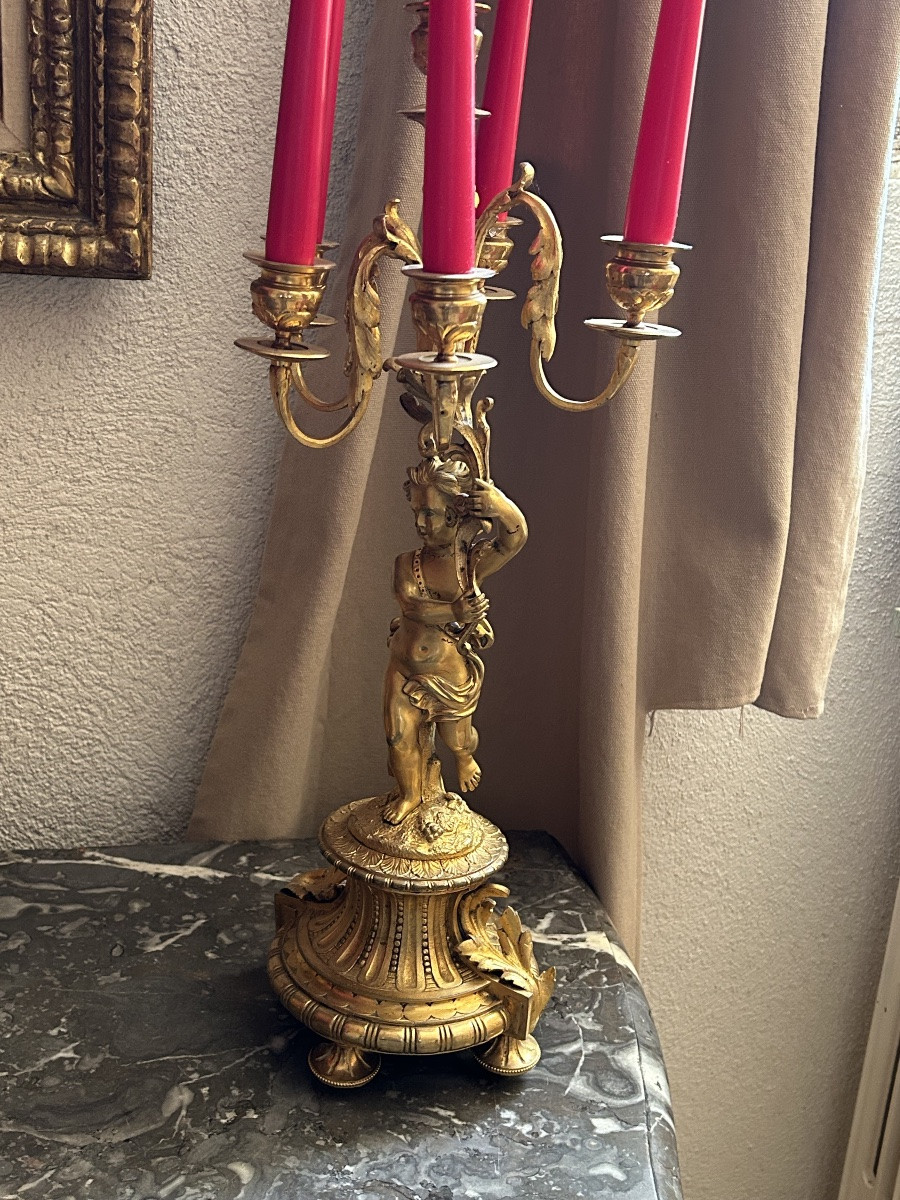 Parure de Cheminée en bronze dorée Napoléon III-photo-6