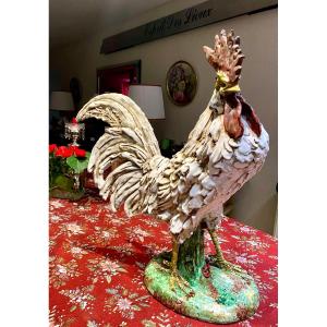 Impressive White Ceramic Rooster 