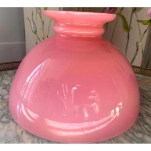 Beau Globe en Opaline double Rose et Blanche 