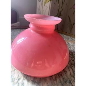 Globe de lampe avec rebord en Opaline Rose 