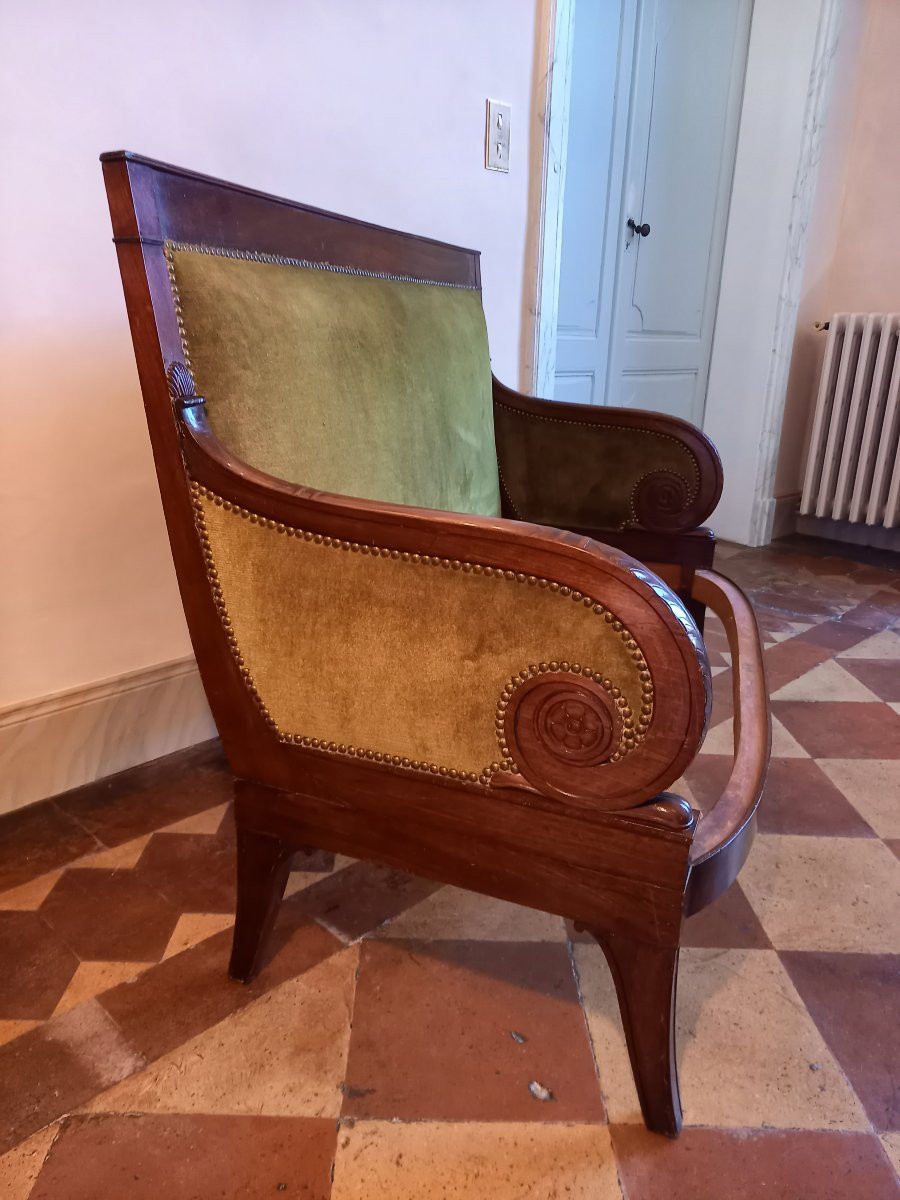 Petit canapé en acajou et placage d’acajou d’époque Empire par Bellangé ou les frères Jacob-photo-1