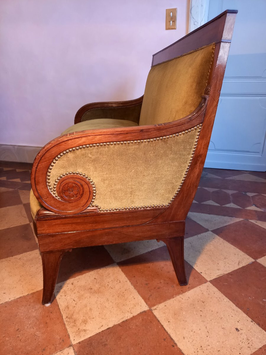 Petit canapé en acajou et placage d’acajou d’époque Empire par Bellangé ou les frères Jacob-photo-3